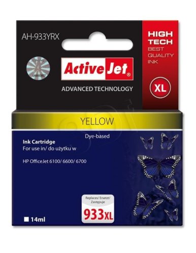 Tusz Activejet AH-933YRX (zamiennik HP 933XL CN056AE; Premium; 13 ml; żółty)