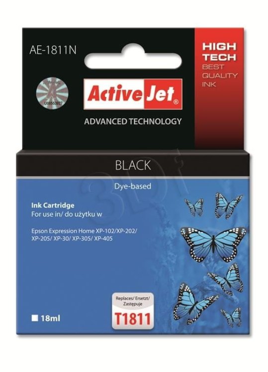 Tusz Activejet AE-1811N (zamiennik Epson 18XL T1811; Supreme; 18 ml; czarny)