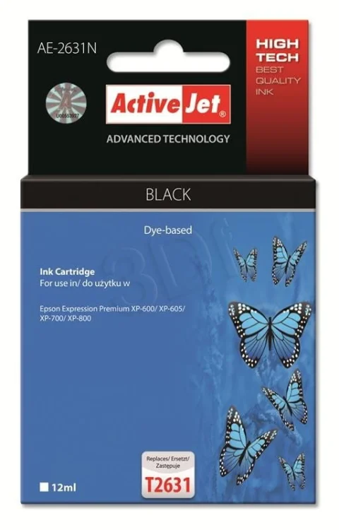 Tusz Activejet AE-2631N (zamiennik Epson 26 T2631; Supreme; 12 ml; czarny)