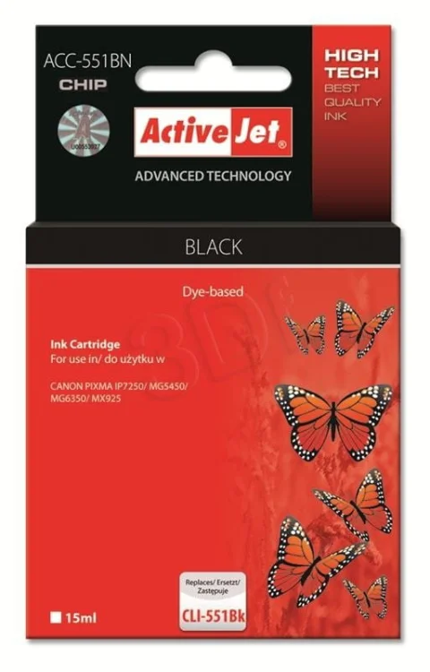 Tusz Activejet ACC-551BN (zamiennik Canon CLI-551BK; Supreme; 15 ml; czarny)