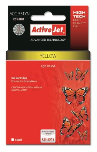 Tusz Activejet ACC-551YN (zamiennik Canon CLI-551Y; Supreme; 15 ml; żółty)