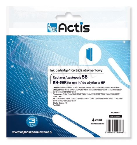 Tusz ACTIS KH-56R (zamiennik HP 56 C6656A; Standard; 20 ml; czarny)