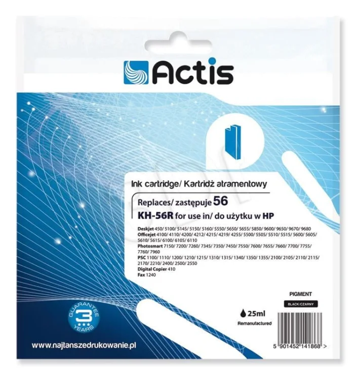 Tusz ACTIS KH-56R (zamiennik HP 56 C6656A; Standard; 20 ml; czarny)