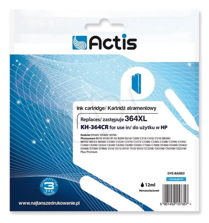 Tusz ACTIS KH-364CR (zamiennik HP 364XL CB323EE; Standard; 12 ml; niebieski)