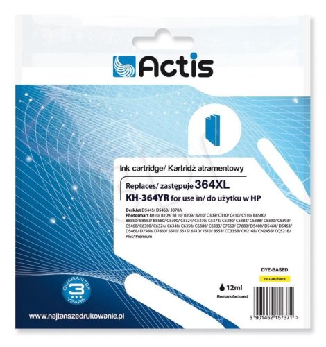 Tusz ACTIS KH-364YR (zamiennik HP 364XL CB325EE; Standard; 12 ml; żółty)