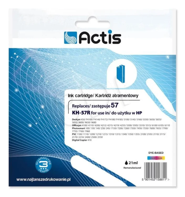 Tusz ACTIS KH-57R (zamiennik HP 57 C6657A; Standard; 18 ml; kolor)