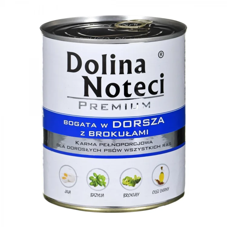 DOLINA NOTECI Premium bogata w dorsza z brokułami - mokra karma dla psa - 800g