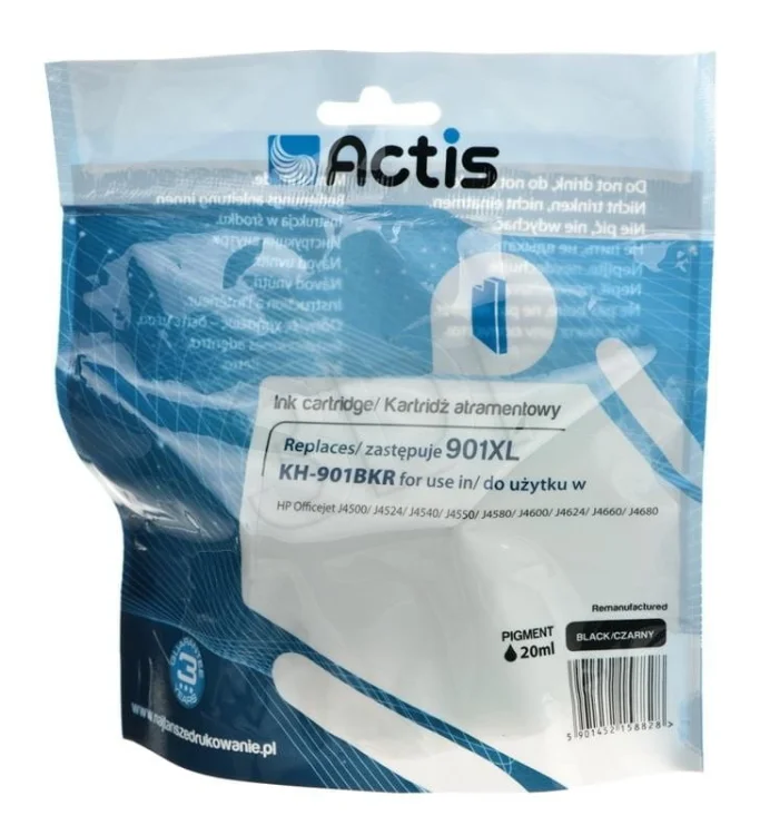 Tusz ACTIS KH-901BKR (zamiennik HP 901XL CC654AE; Standard; 20 ml; czarny)