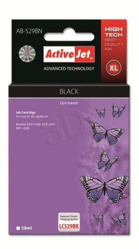 Activejet AB-529BN Tusz (zamiennik Brother LC529BK; Supreme; 58 ml; czarny)