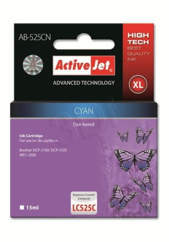 Activejet AB-525CN Tusz (zamiennik Brother LC525C; Supreme; 15 ml; niebieski)