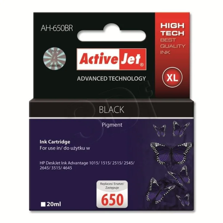 Tusz Activejet AH-650BR (zamiennik HP 650 CZ101AE; Premium; 20 ml; czarny)