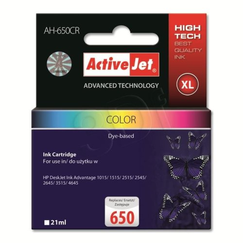 Tusz Activejet AH-650CR (zamiennik HP 650 CZ102AE; Premium; 21 ml; kolor)