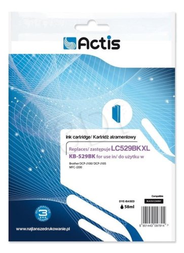 Tusz ACTIS KB-529Bk (zamiennik Brother LC529BK; Standard; 58 ml; czarny)