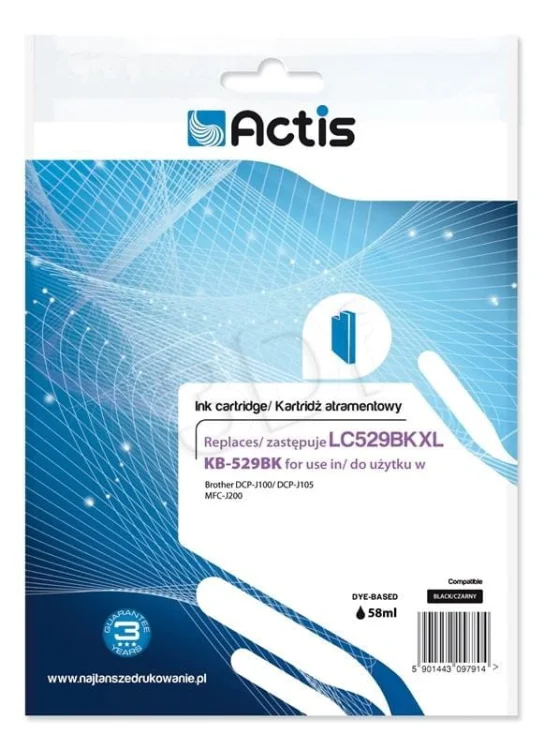 Tusz ACTIS KB-529Bk (zamiennik Brother LC529BK; Standard; 58 ml; czarny)