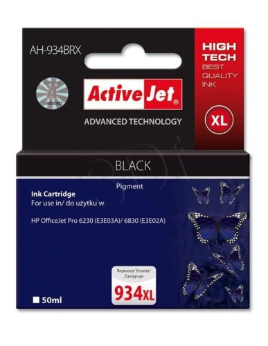 Tusz Activejet AH-934BRX (zamiennik HP 934XL C2P23AE; Premium; 50 ml; czarny)