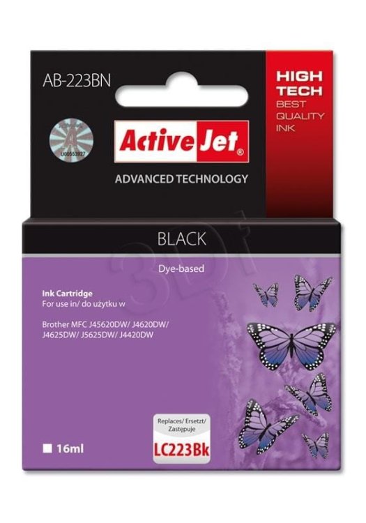 Activejet AB-223BN Tusz (zamiennik Brother LC223BK; Supreme; 16 ml; czarny)