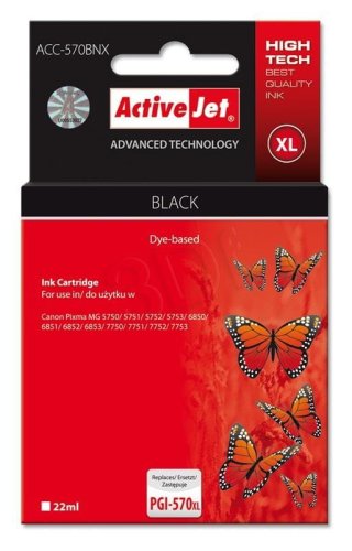 Tusz Activejet ACC-570BNX (zamiennik Canon PGI-570Bk XL; Supreme; 22 ml; czarny)