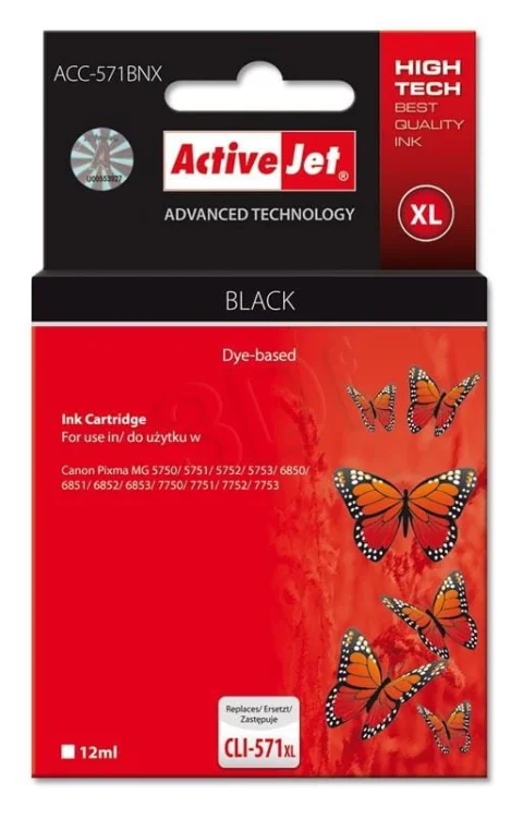 Tusz Activejet ACC-571BNX (zamiennik Canon CLI-571Bk XL; Supreme; 12 ml; czarny)