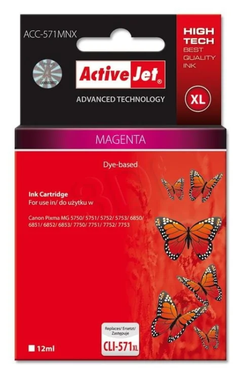 Tusz Activejet ACC-571MNX (zamiennik Canon CLI-571M XL; Supreme; 12 ml; czerwony)