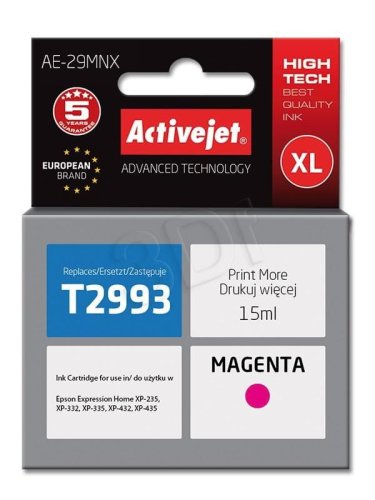 Tusz Activejet AE-29MNX (zamiennik Epson 29XL T2993; Supreme; 15 ml; czerwony)