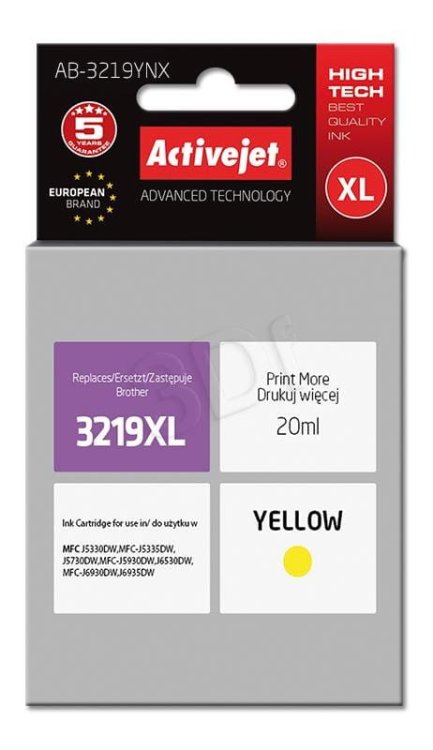 Activejet AB-3219YNX Tusz  (zamiennik Brother LC3219Y; Supreme; 20 ml; żółty)