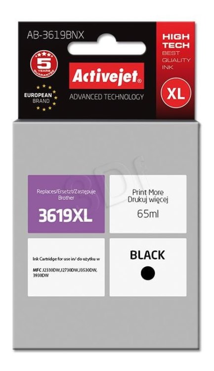 Activejet AB-3619BNX Tusz (zamiennik Brother LC3619Bk; Supreme; 65 ml; czarny)