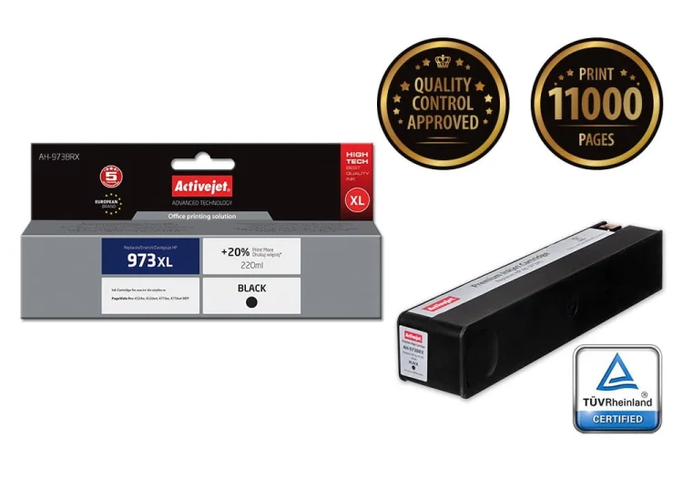 Tusz Activejet AH-973BRX (zamiennik HP 973XL L0S07AE; Premium; 220 ml; czarny)