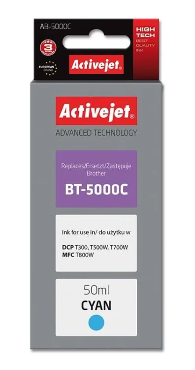 Activejet AB-5000C Buteleczka z atramentem (zamiennik Brother BT-5000C; Supreme; 50 ml; niebieski)