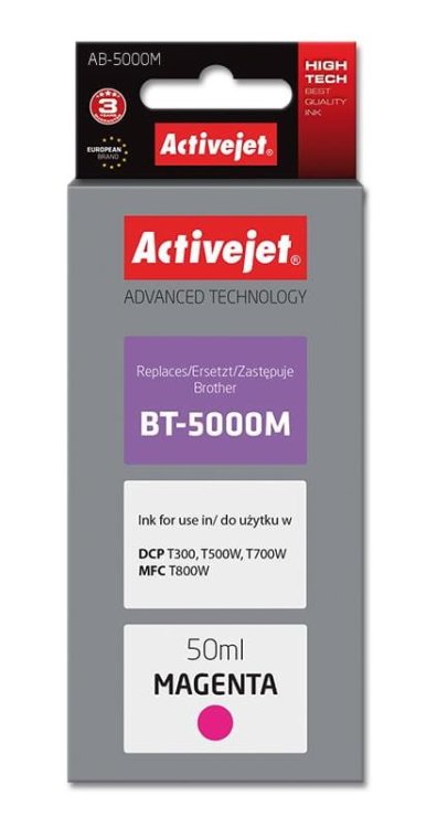 Activejet AB-5000M Tusz Buteleczka z atramentem  (zamiennik Brother BT-5000M; Supreme; 50 ml; czerwony)