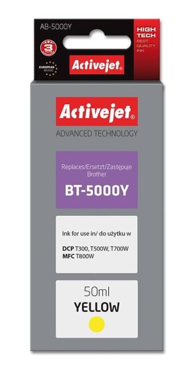 Activejet  AB-5000Y Buteleczka z tuszem (zamiennik Brother BT-5000Y; Supreme; 50 ml; żółty)