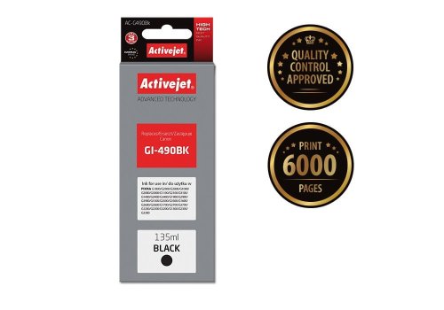 Tusz Activejet AC-G490Bk (zamiennik Canon GI-490BK; Supreme; 135 ml; 6000 stron, czarny)