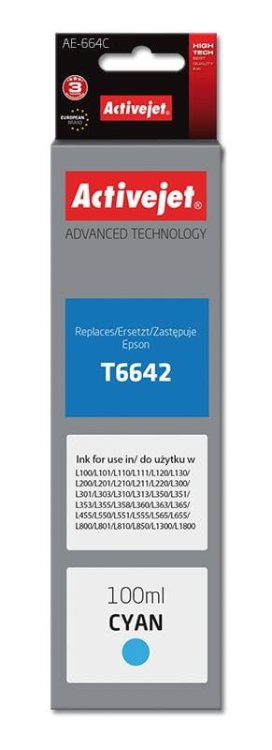Tusz Activejet AE-664C (zamiennik Epson T6642; Supreme; 100 ml; niebieski)