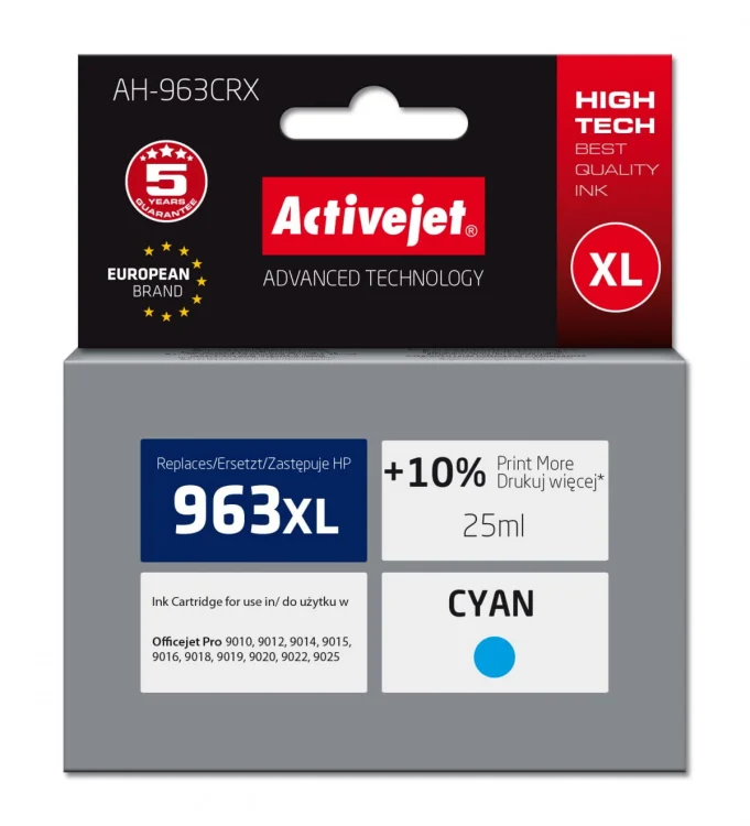 Tusz Activejet AH-963CRX (zamiennik HP 963XL 3JA27AE; Premium; 1760 stron; niebieski)