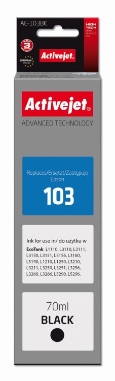 Tusz Activejet AE-103Bk (zamiennik Epson 103 C13T00S14A; Supreme; 70 ml; 4500, czarny)