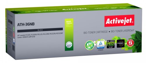 BIO Toner Activejet ATH-36NB (zamiennik HP 36A CB436A, Canon CRG-713; Supreme; 2000 stron; czarny). ECO Toner. Proszek w tonerze jest biodegradowalny.