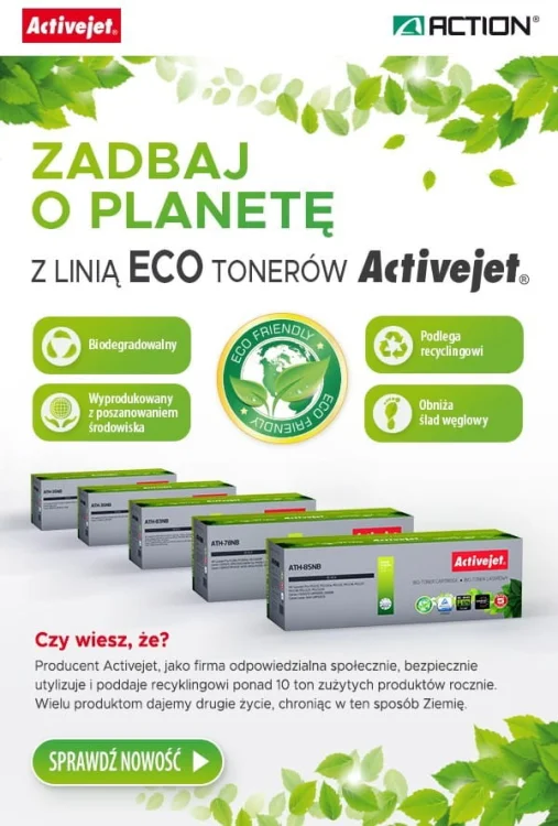 BIO Toner Activejet ATH-78NB (zamiennik HP 78A CE278A, Canon CRG-728; Supreme; 2500 stron; czarny). ECO Toner. Proszek w tonerze jest biodegradowalny.