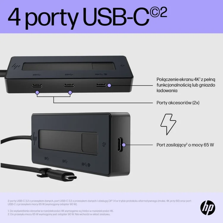 Hub HP USB-C 4K 6G842AA 4 porty USB-C Czarny