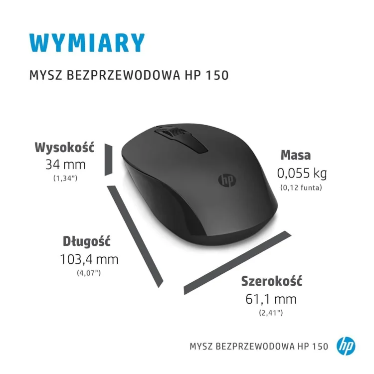MYSZ optyczna HP 150 bezprzewodowa 2S9L1AA Czarna