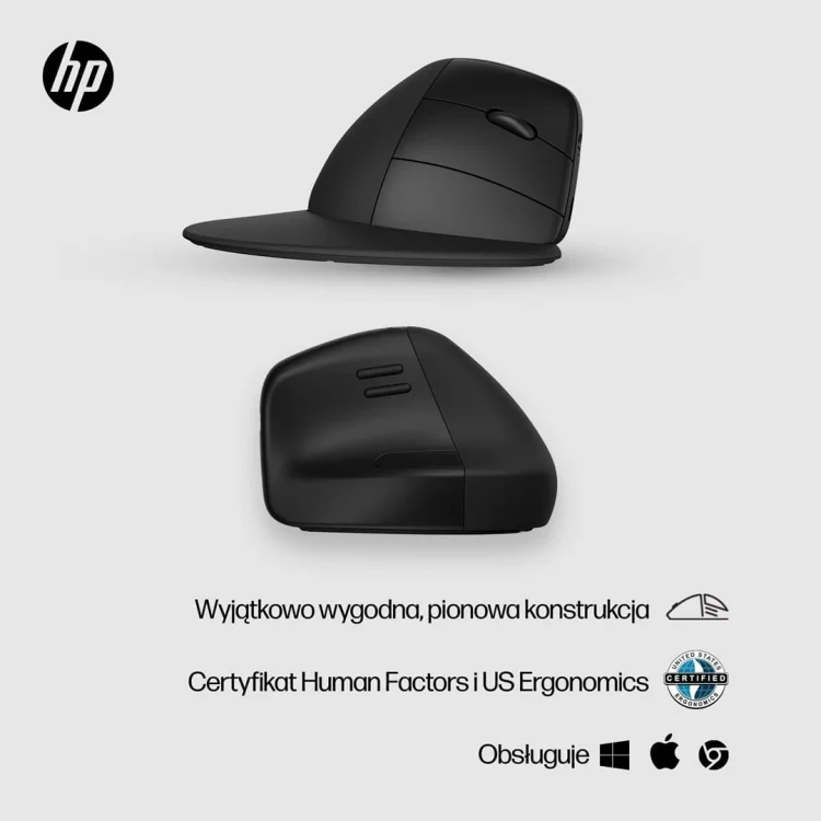 MYSZ optyczna HP 920 Ergo Vertical, bezprzewodowa 6H1A4AA Czarna