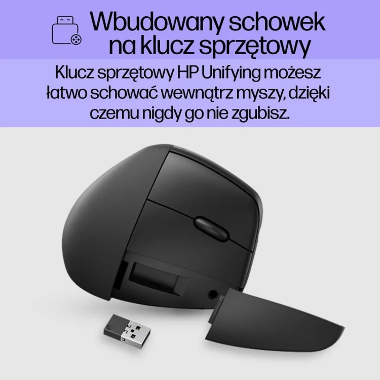 MYSZ optyczna HP 920 Ergo Vertical, bezprzewodowa 6H1A4AA Czarna