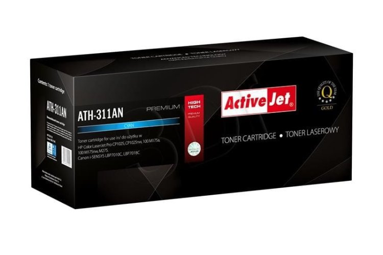 Toner Activejet ATH-311AN (zamiennik Canon, HP 126A CRG-729C, CE311A; Premium; 1000 stron; niebieski)