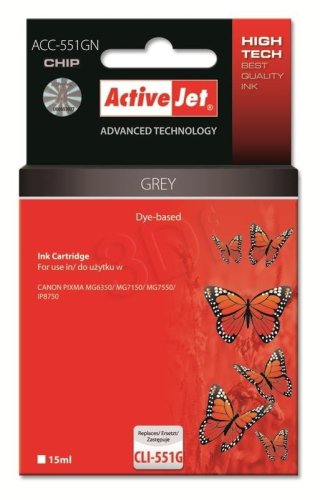 Tusz Activejet ACC-551GN (zamiennik Canon CLI-551G; Supreme; 15 ml; szary)