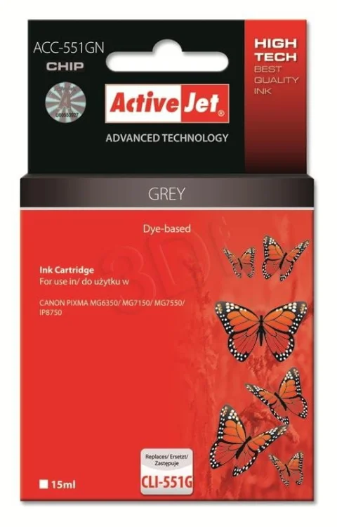 Tusz Activejet ACC-551GN (zamiennik Canon CLI-551G; Supreme; 15 ml; szary)