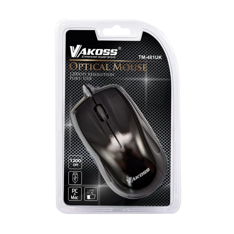 Mysz VAKOSS TM-481UK (optyczna; 1200 DPI; kolor czarny)