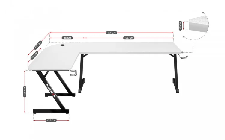 Biurko gamingowe Huzaro Hero 7.0 White
