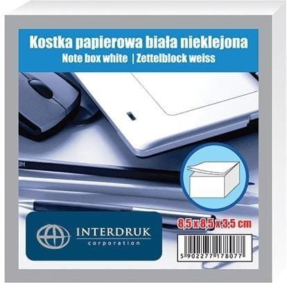 Kostka papierowa biała 85x85x35 mm nieklejona