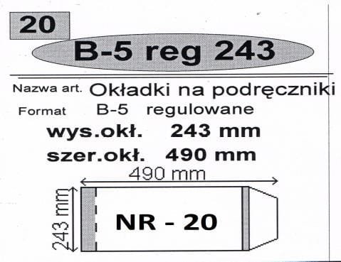 Okładka na podr B5 regulowana nr 20 (50szt) NARNIA