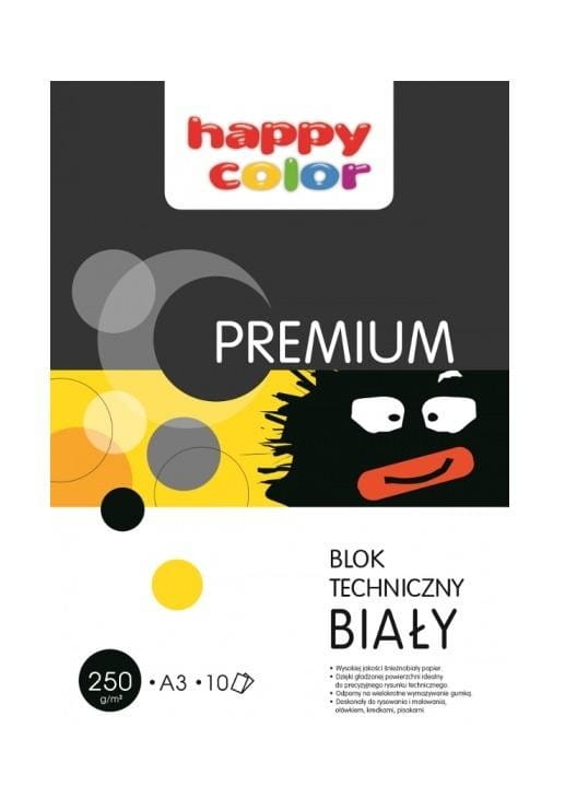 Blok techniczny biały A3/10K Premium HAPPY COLOR