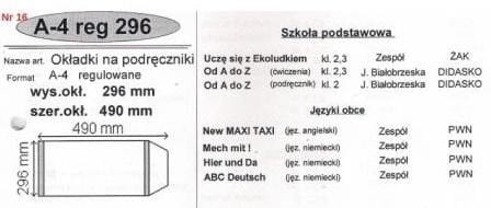 Okładka na podr regulowana nr 16 (25szt) NARNIA