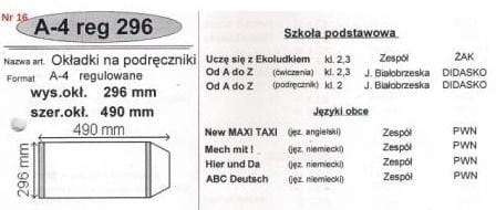 Okładka na podr regulowana nr 16 (25szt) NARNIA